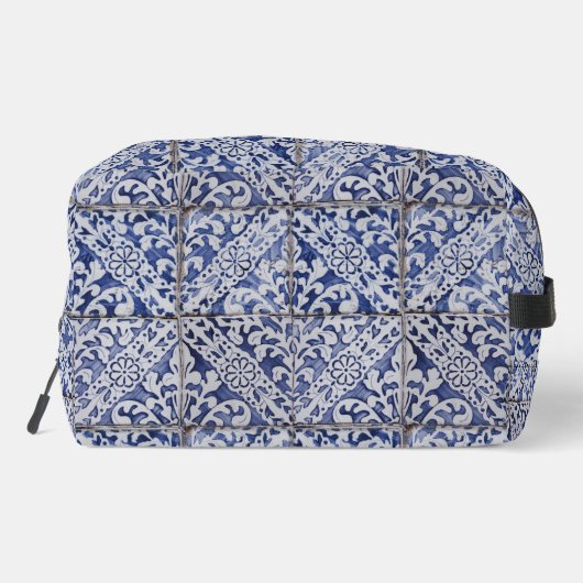 Portugese tegels - Azulejo Blue en White Floral Toilettasje (Achterkant)