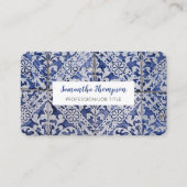 Portugese tegels - Azulejo Blue en White Floral Visitekaartje (Voorkant)