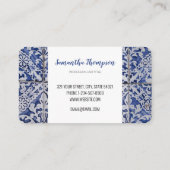 Portugese tegels - Azulejo Blue en White Floral Visitekaartje (Achterkant)
