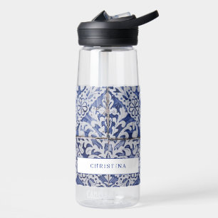 Portugese tegels - Azulejo Blue en White Floral Waterfles