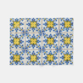 Portugese tegels - Azulejo Blue en Yellow Pattern Fleece Deken (Voorkant (Horizontaal))