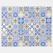 Portugese Tegels Patroon  Fleece Deken (Voorkant (Horizontaal))
