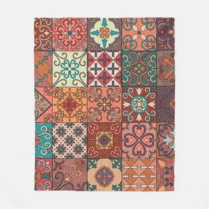 Portugese Tegels: Talavera Style Azulejo. Fleece Deken