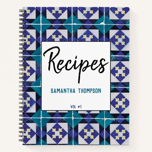 Portugese Tiles Azulejo Diamond Geometric Recipipi Notitieboek (Voorkant)