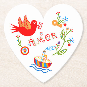 Portugese valentijnse liefdeszakdoeken kartonnen onderzetters