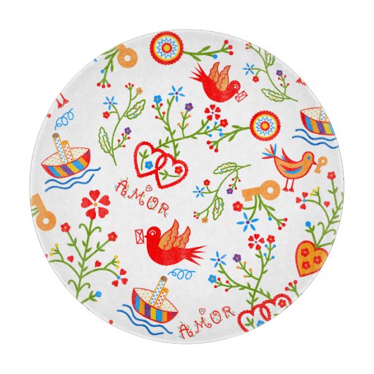 Portugese valentijnse liefdeszakdoeken snijplank (Voorkant)