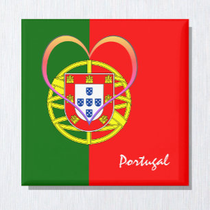 Portugese vlag en hart - Portugal/sportfans Magneet