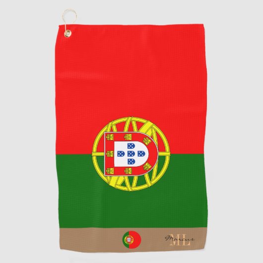 Portugese vlag en Portugal monogrammen Golf Towel Golfhanddoek (Voorkant)