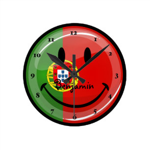 Portugese vlag glimlachen ronde klok