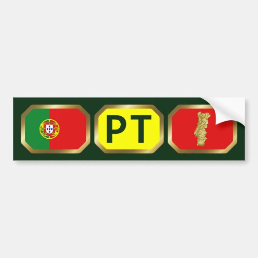 Portugese Vlag Landkaart Code Bumpersticker (Voorkant)