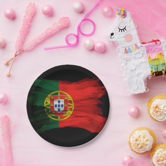Portugese vlag, penseelstreek, nationale vlag papieren bordje (Feest)