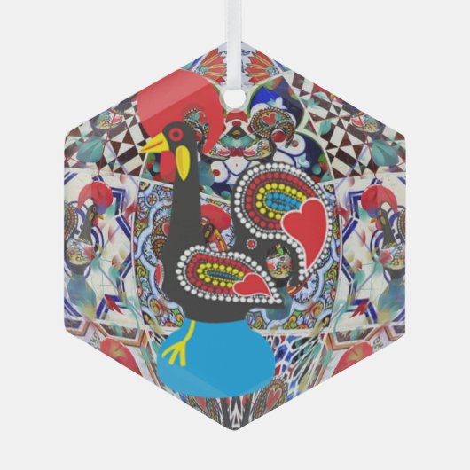 Portugese volkskunst glas ornament (Voorkant)