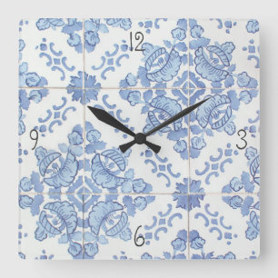 Portugese wandklok op het Tile Square Vierkante Klok