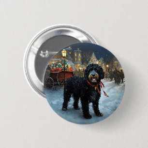 Portugese Waterdog Kerst Feestelijke Periode Ronde Button 5,7 Cm