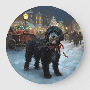 Portugese Waterdog Kerst Feestseizoen Grote Klok