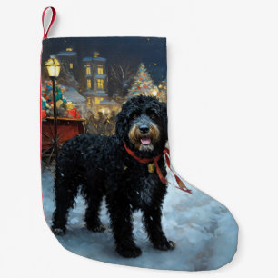 Portugese Waterdog Kerst Feestseizoen Kleine Kerstsok