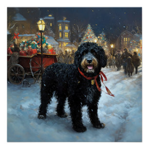 Portugese Waterdog Kerst Feestseizoen Perfect Poster