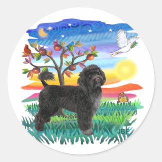 Portugese waterhond (#2) ronde sticker