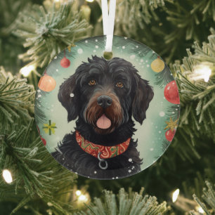 Portugese Waterhond Kerstmis Glas Ornament