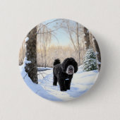 Portugese waterhond laat het sneeuwen Kerstmis Ronde Button 5,7 Cm (Voorkant)