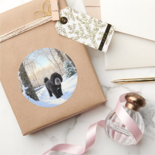 Portugese waterhond laat het sneeuwen Kerstmis Ronde Sticker