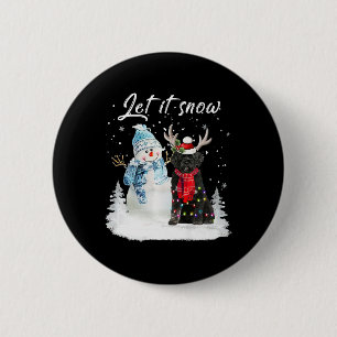 Portugese Waterhond Santa Dog Christmas Snowman X Ronde Button 5,7 Cm