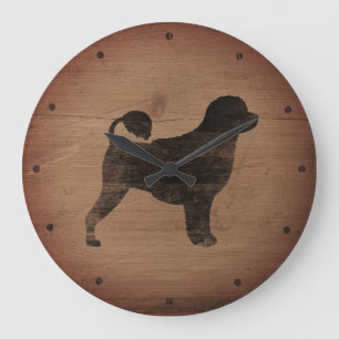 Portugese waterhond Silhouette Rustic Grote Klok