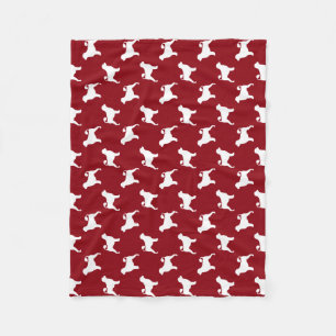 Portugese waterhond Silhouettes Red en White Fleece Deken