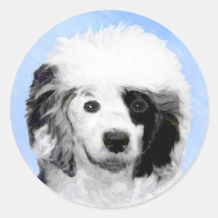 Portugese waterhondenschilderkunst - oorspronkelij ronde sticker