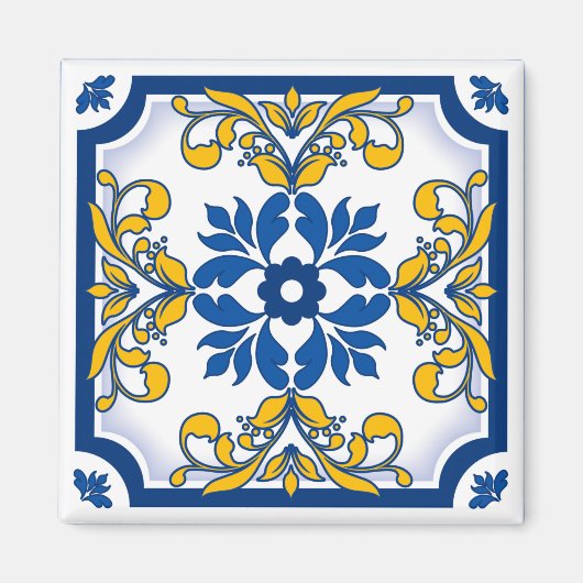 Portuguese Azulejo Ceramic Tile Magneet (Voorkant)