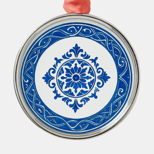 Portuguese Azulejo Ornament – Blue Tile Christmas  (Voorkant)