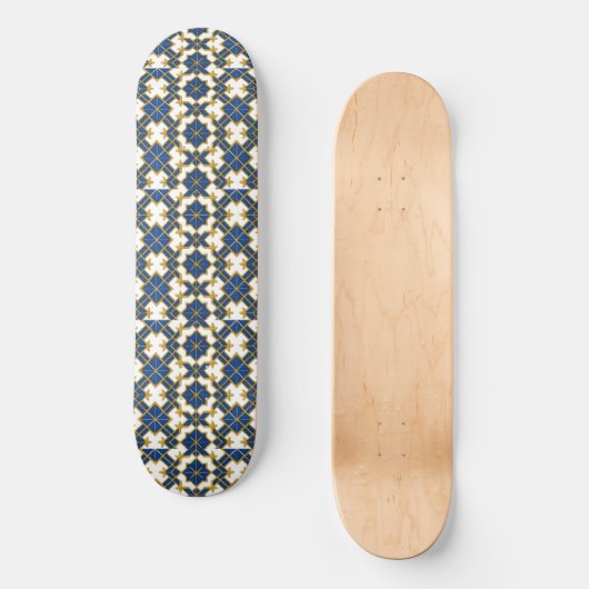 Portuguese Azulejo Pattern Skateboard Deck – Blue (Recto)