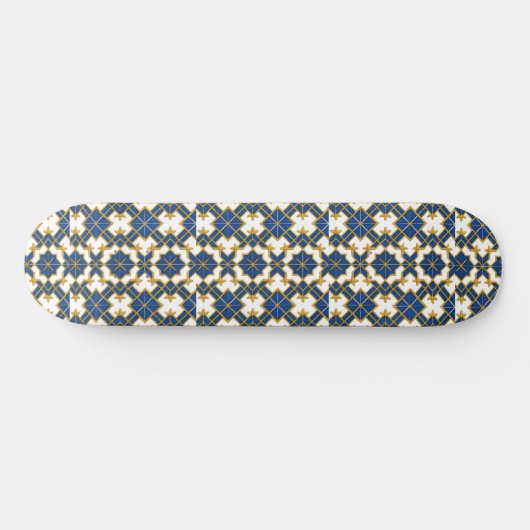 Portuguese Azulejo Pattern Skateboard Deck – Blue (Horz)