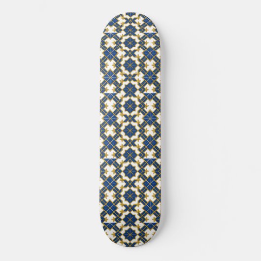 Portuguese Azulejo Pattern Skateboard Deck – Blue (Recto)