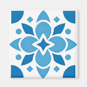 Portuguese Azulejo Tile Blue Pattern Square Magnet Magneet (Voorkant)