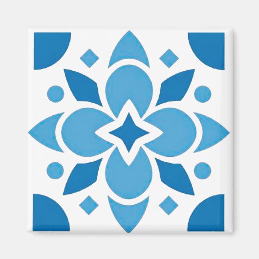 Portuguese Azulejo Tile Blue Pattern Square Magnet Magneet (Voorkant)