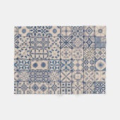 Portuguese Azulejo Tile Fleece Blanket – Cozy Blue Deken (Voorkant (Horizontaal))