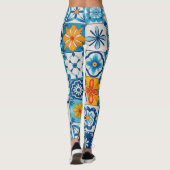 Portuguese Azulejo Tile Leggings – Blue & Yellow M (Dos)