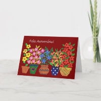 Portuguese Birthday Card - Flower Power