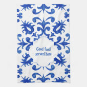 Portuguese Blue Tile central round medallion Theedoek (Verticaal)