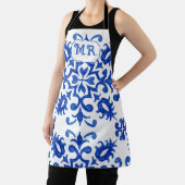 Portuguese Blue Tile Monogram  Schort (Insitu)