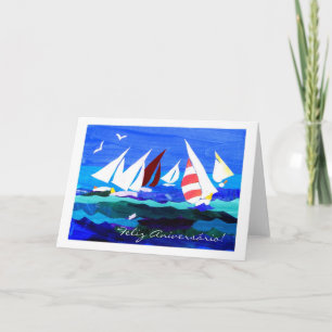 Portuguese Greeting Birthday Card - Sailing Kaart