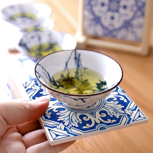 Portuguese Tile Art Coasters Vibrant Blue & White Tegeltje