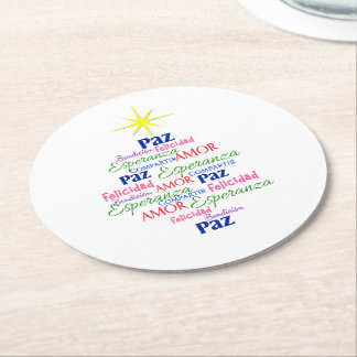 Posavasos de cartón - Árbol de Navidad en palabras Ronde Kartonnen Onderzetter