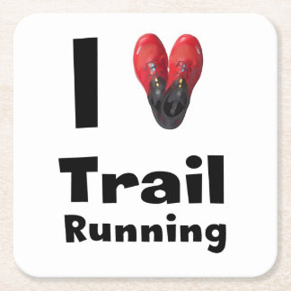 Posavasos "I love Trail Running" Vierkante Kartonnen Onderzetter