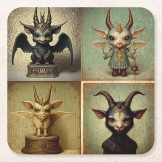 Posavasos personalizados originales Baphomet.  Vierkante Kartonnen Onderzetter
