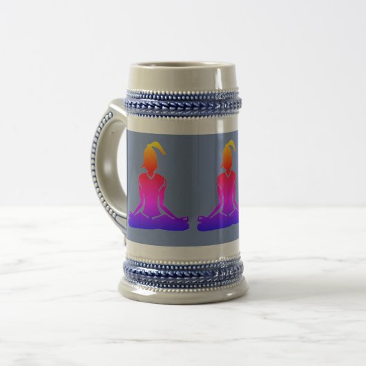 Pose de yoga assis - Chope à bière bleue (Devant gauche)