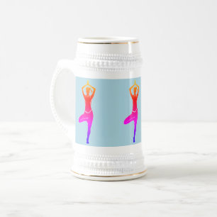Pose de yoga - Tasse à bière Bleu & Or