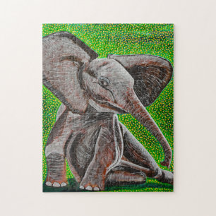 Pose du puzzle d'éléphant de bébé