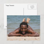 Pose sur la carte postale de la plage (Devant / Derrière)